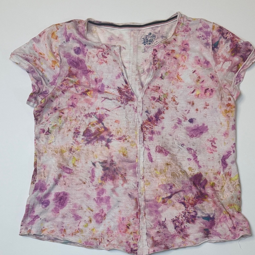 Anthro Pilcro Watercolor Tee Medium Petite Soft Floral Top
